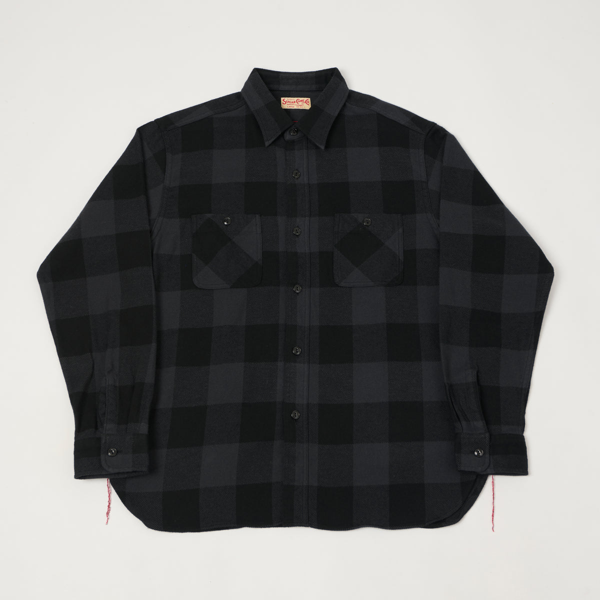 Sugar Cane Buffalo Check Work Shirt - Black