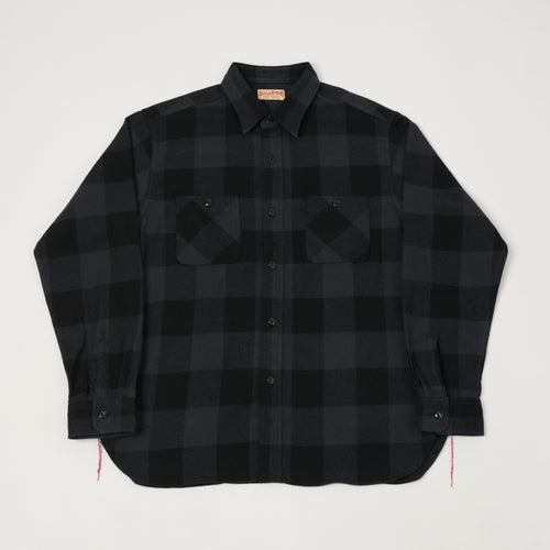 Sugar Cane Buffalo Check Work Shirt - Black