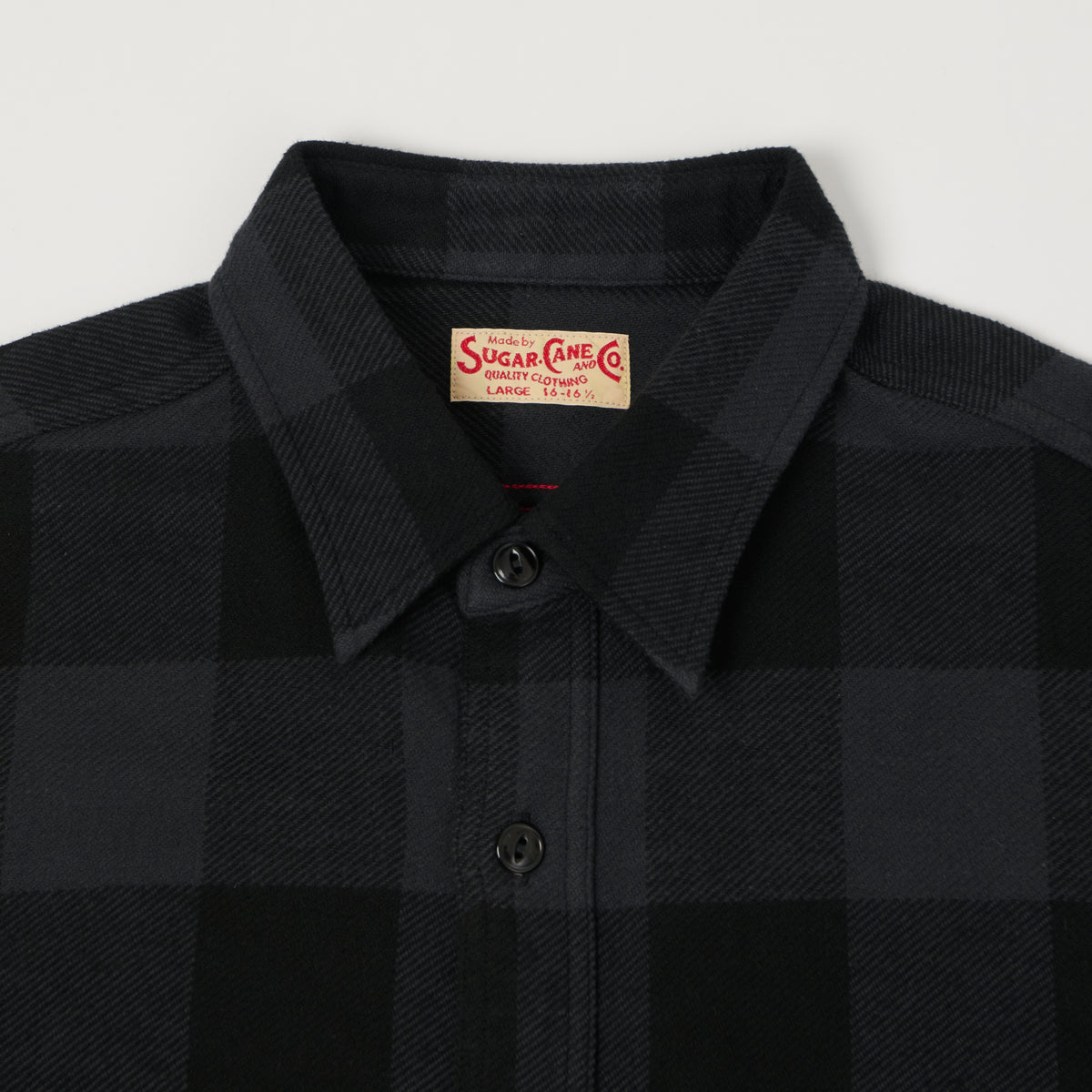 Sugar Cane Buffalo Check Work Shirt - Black