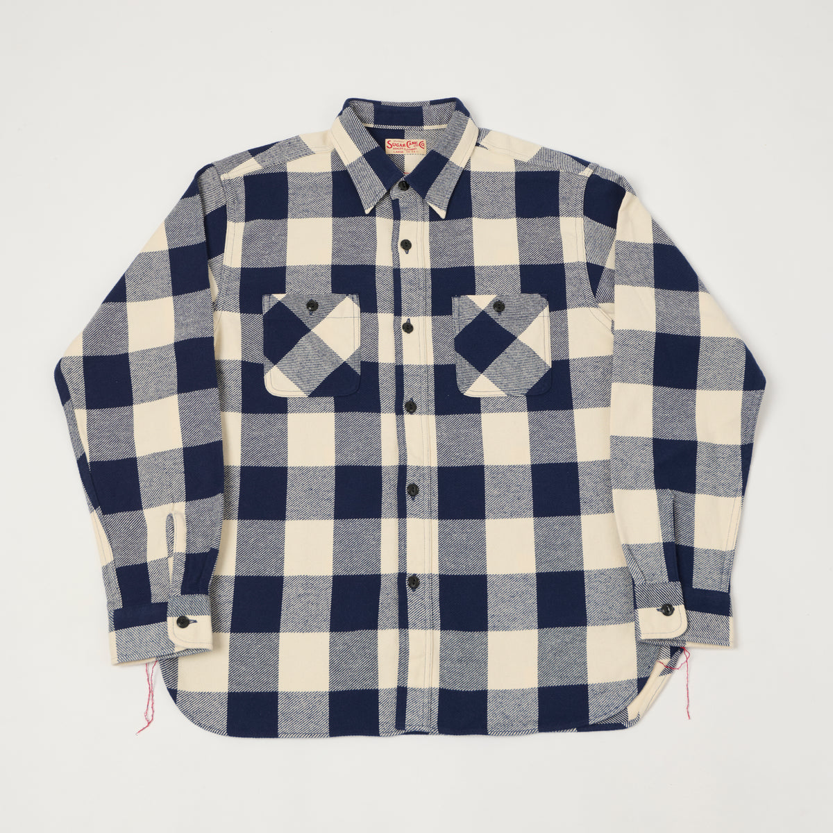 Sugar Cane Buffalo Check Work Shirt - Navy
