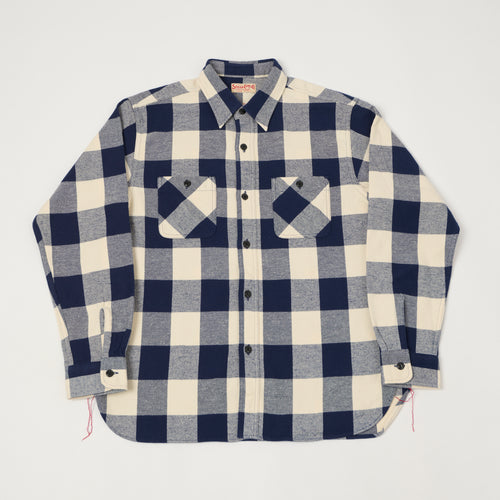 Sugar Cane Buffalo Check Work Shirt - Navy