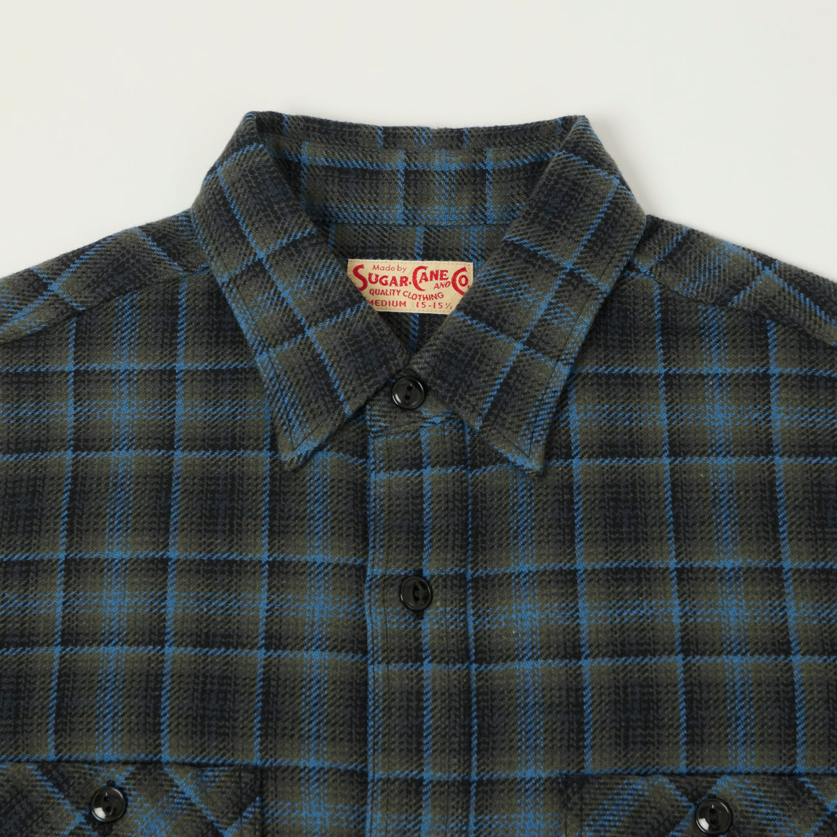 Sugar Cane Vintage Check Work Shirt - Blue/Black