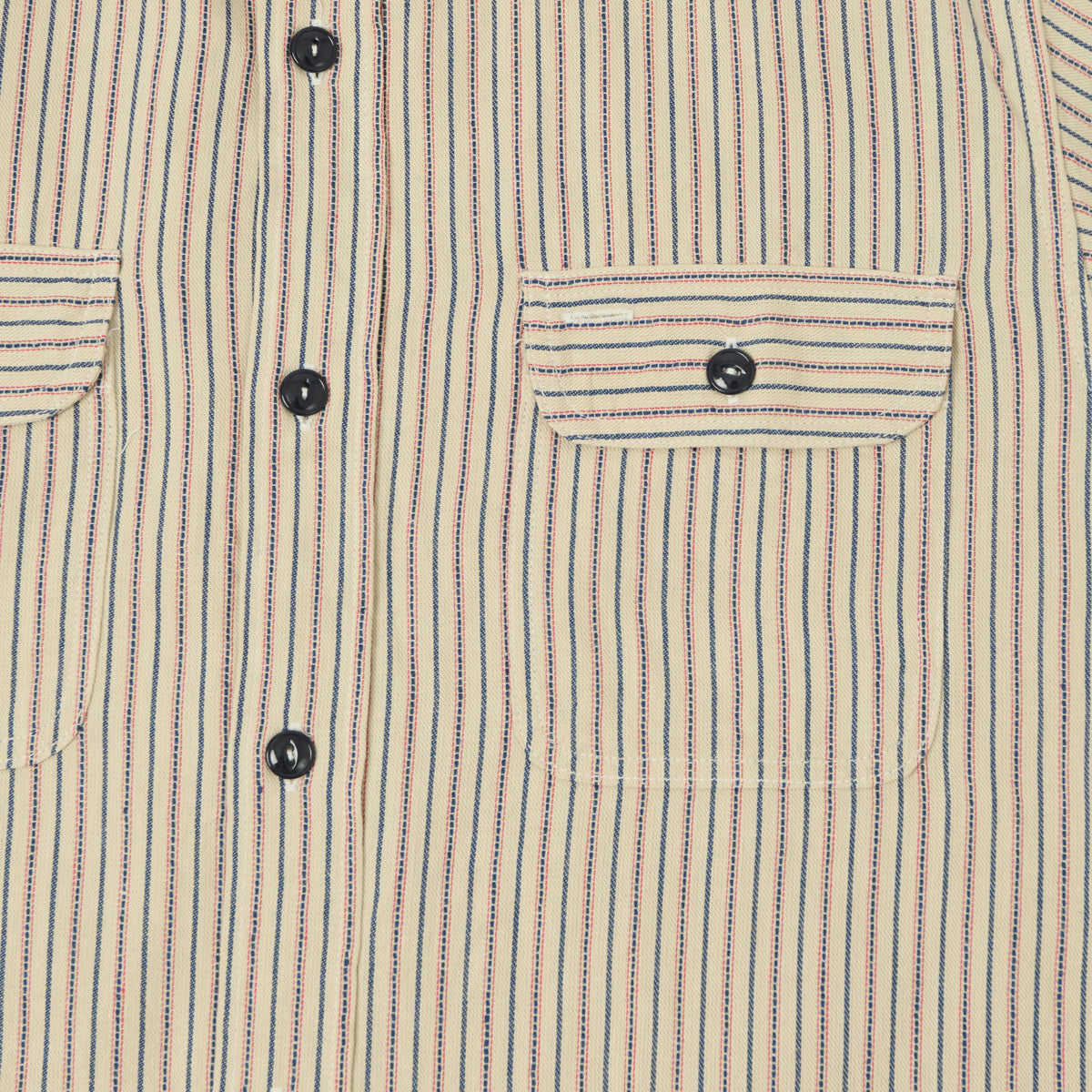 Sugar Cane Dobby Stripe Short Sleeve Work Shirt - Off White
