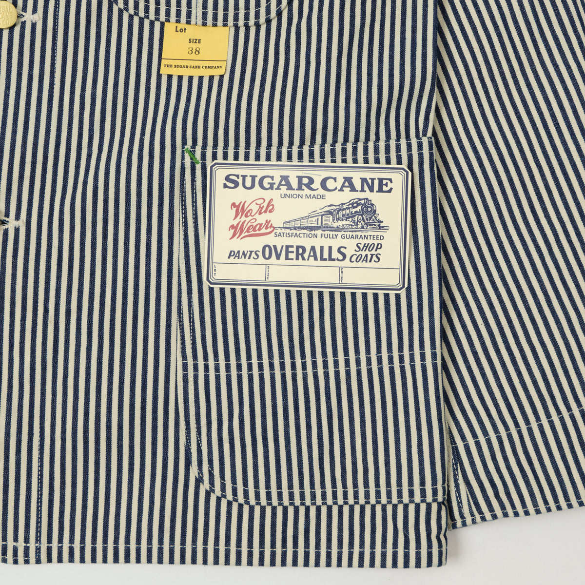 Sugar Cane Hickory Stripe Chore Coat - White/Navy
