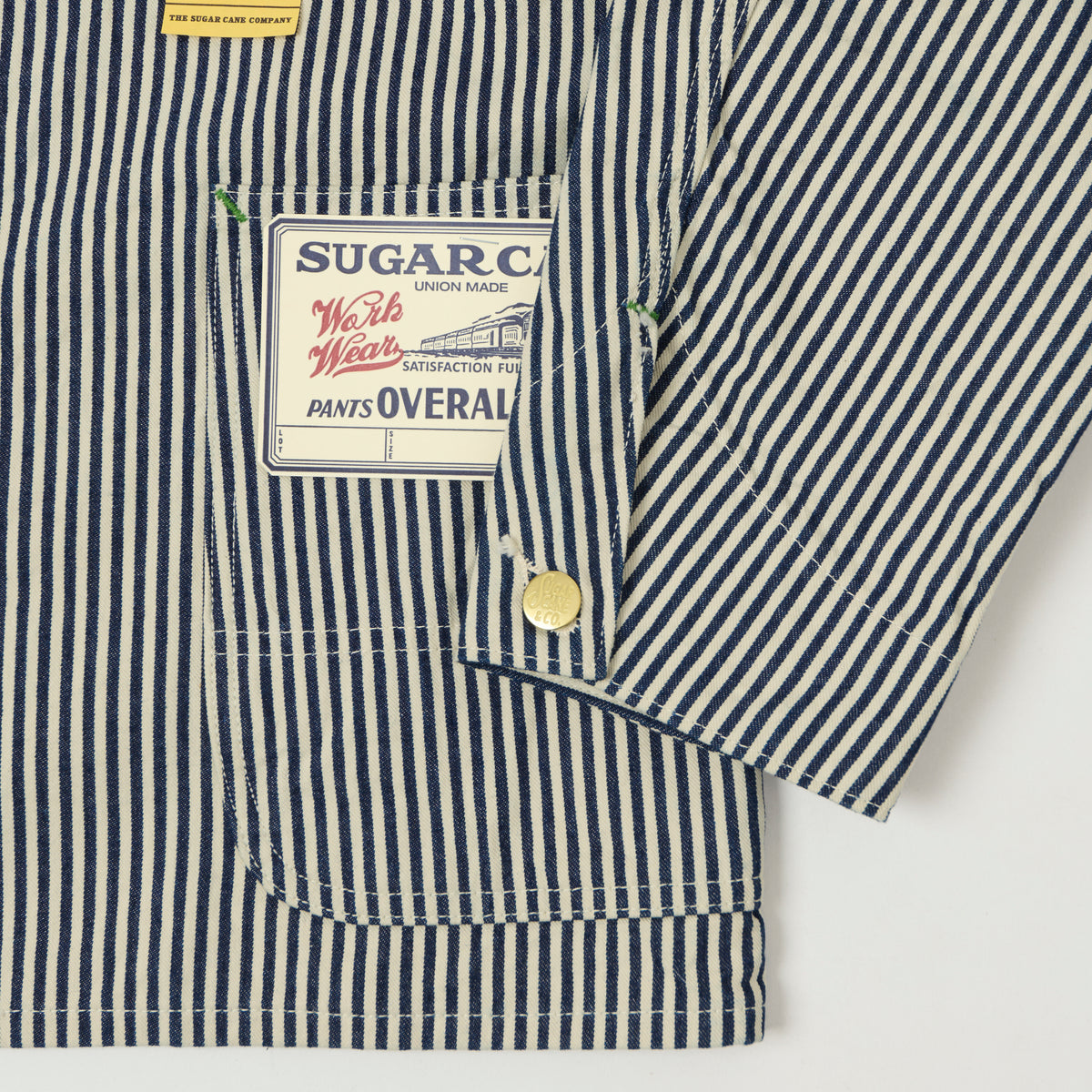 Sugar Cane Hickory Stripe Chore Coat - White/Navy