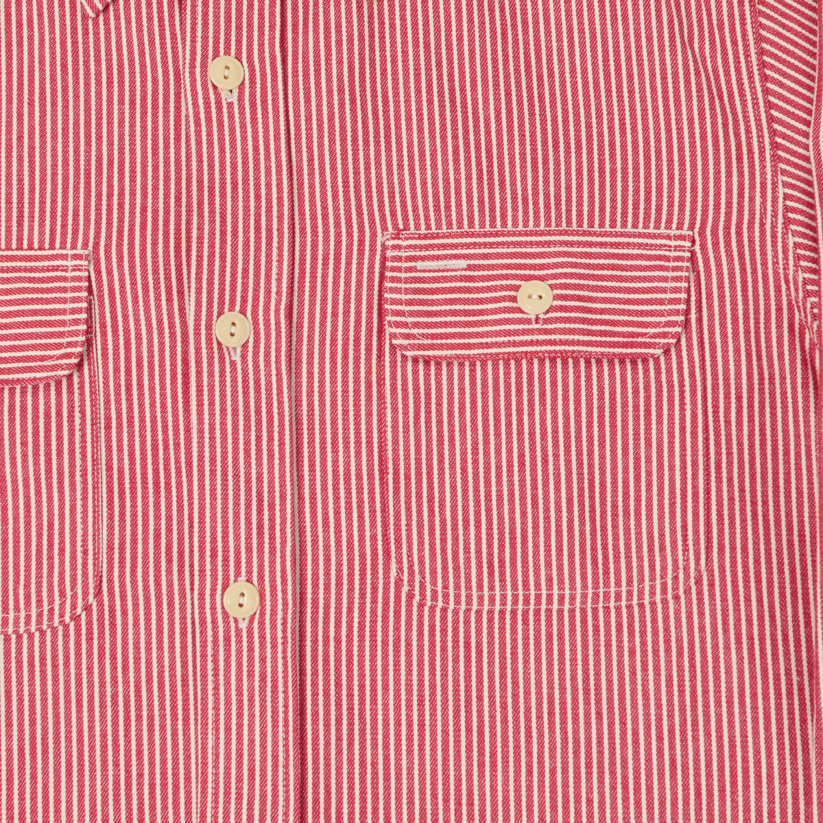 Sugar Cane Hickory Stripe Work Shirt - Red
