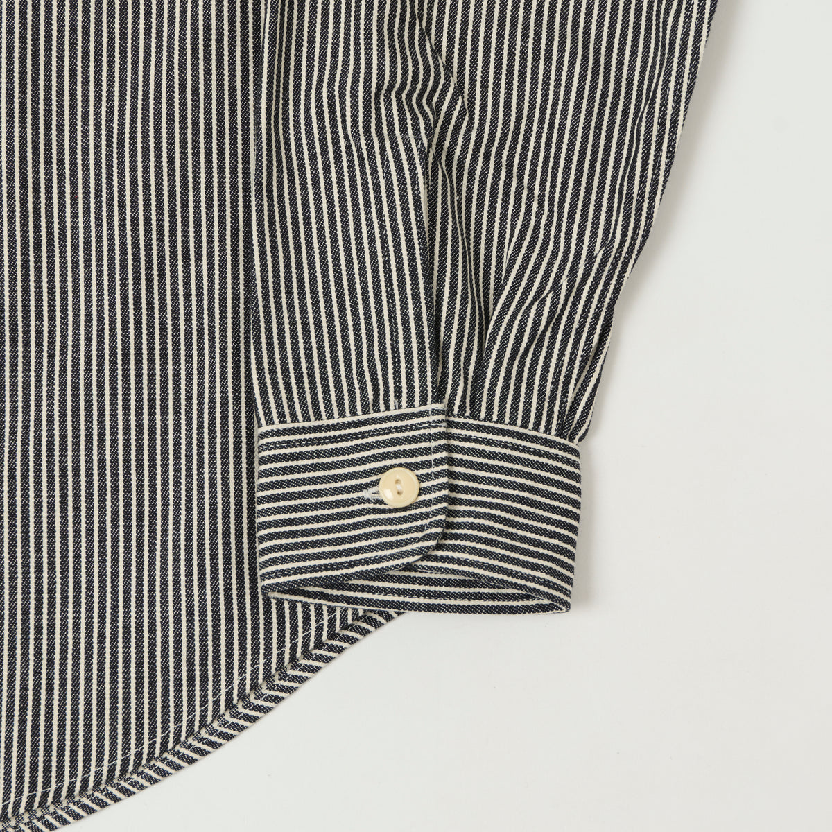 Sugar Cane Hickory Stripe Work Shirt - Black