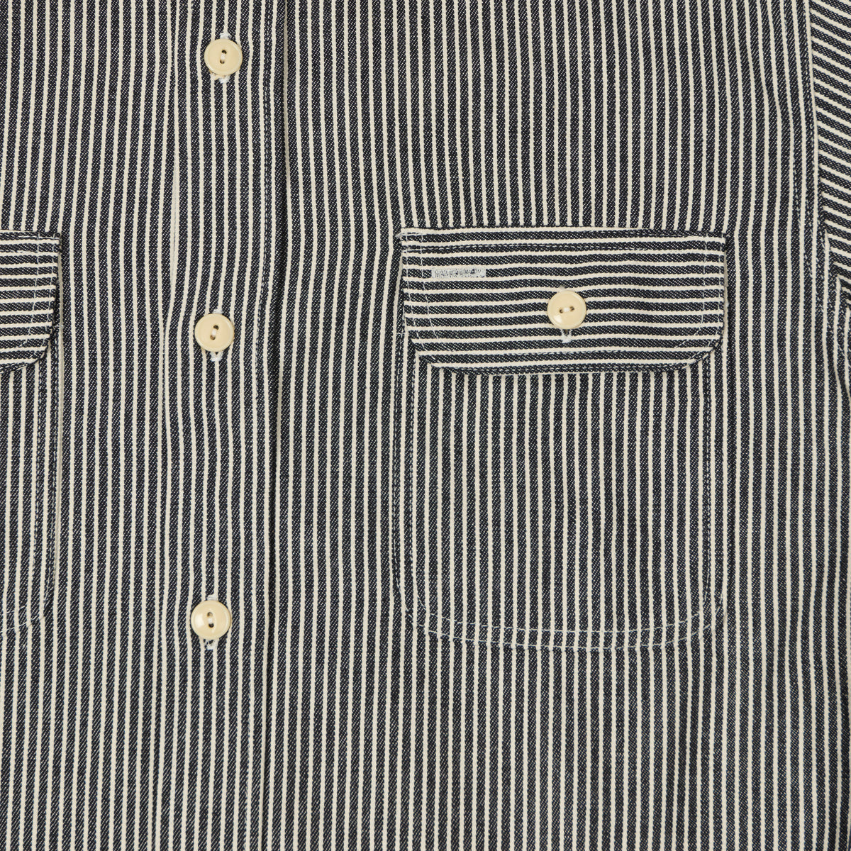 Sugar Cane Hickory Stripe Work Shirt - Black