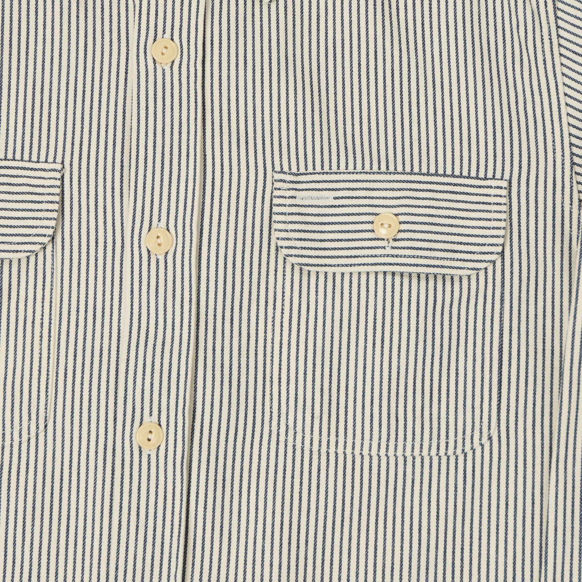 Sugar Cane Hickory Stripe Work Shirt - Grey