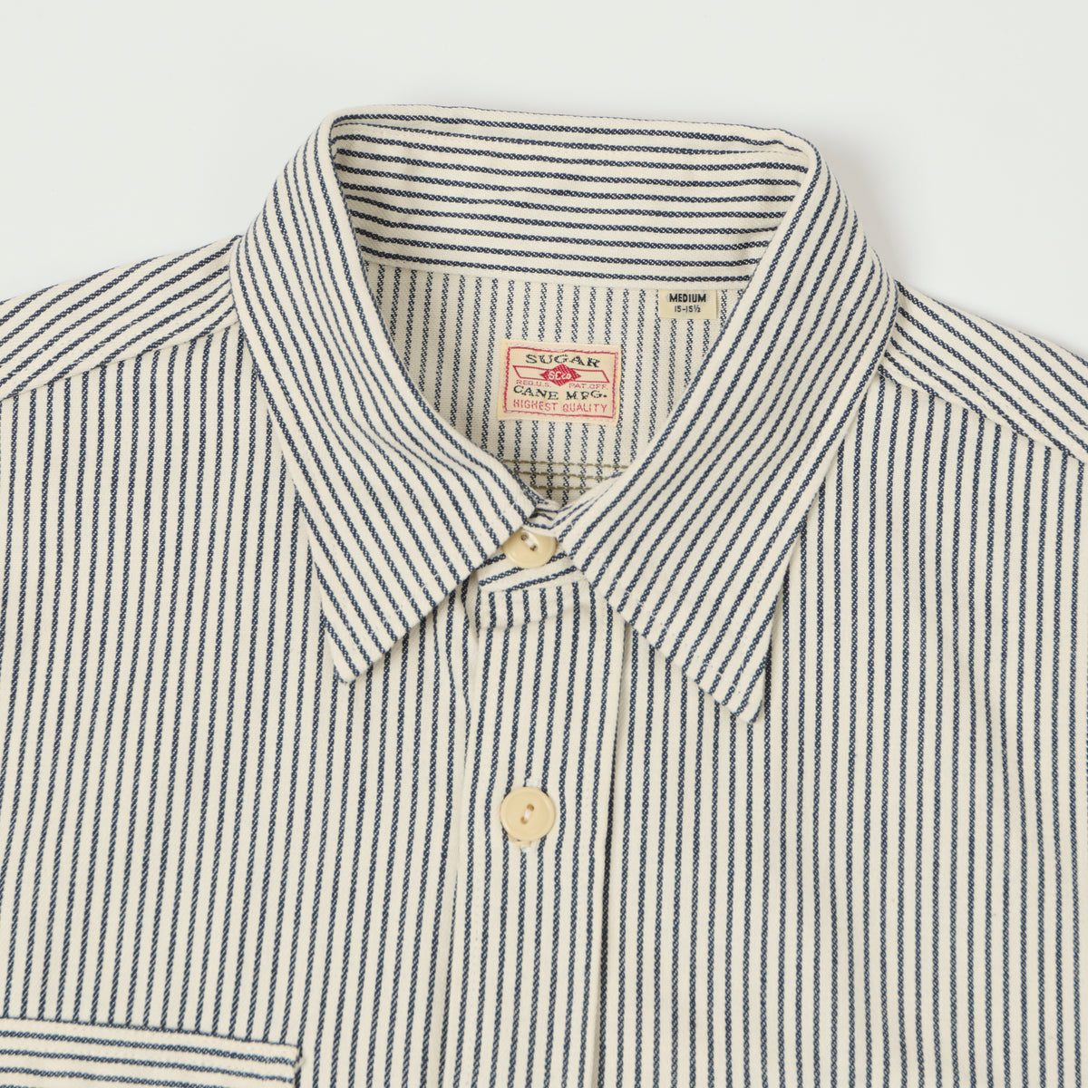 Sugar Cane Hickory Stripe Work Shirt - Grey