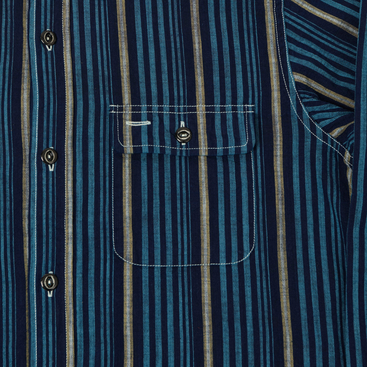 Sugar Cane Indigo Stripe Work Shirt - Navy