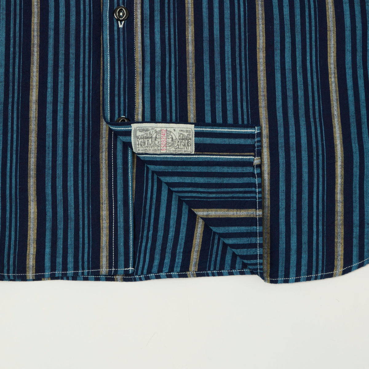 Sugar Cane Indigo Stripe Work Shirt - Navy