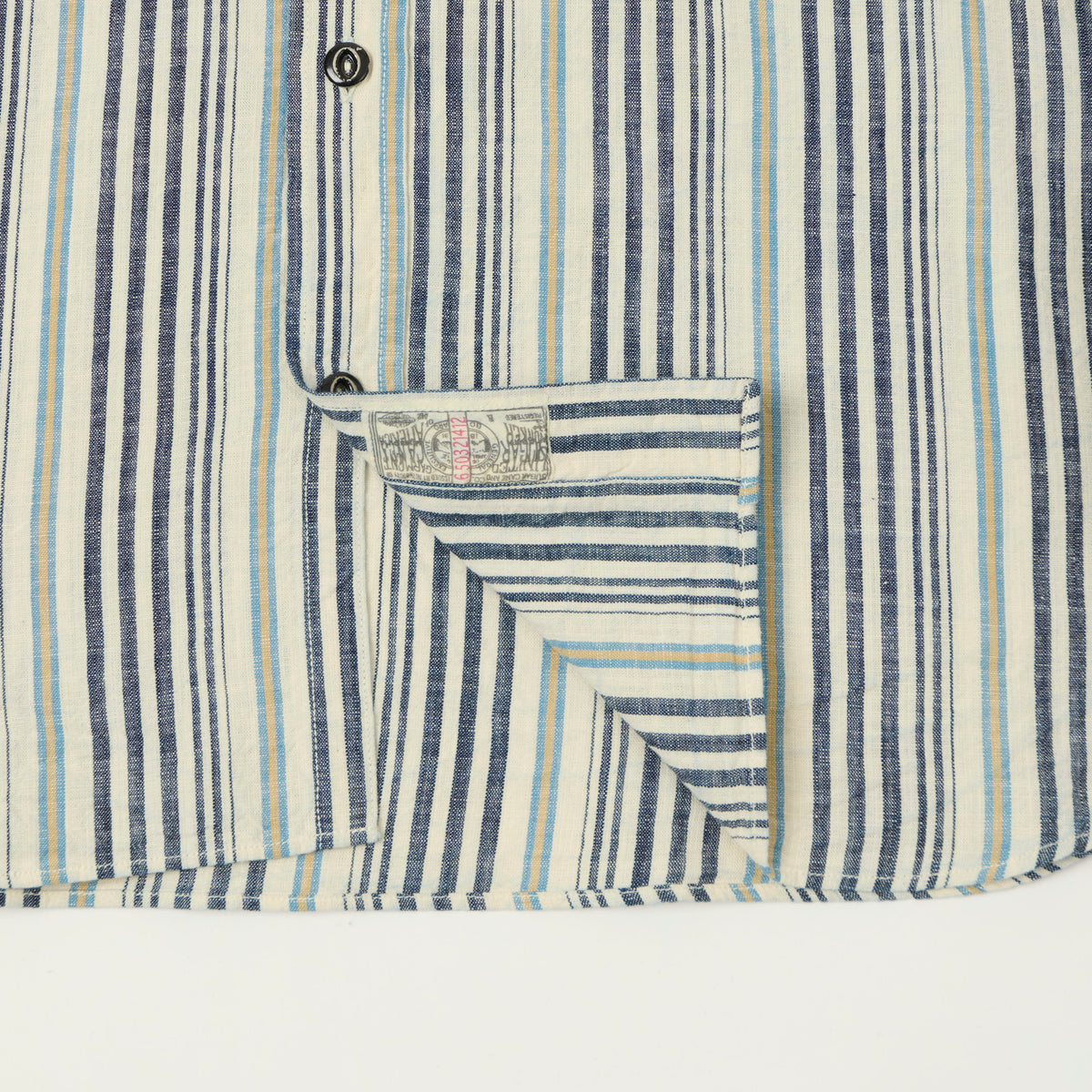 Sugar Cane Indigo Stripe Work Shirt - White