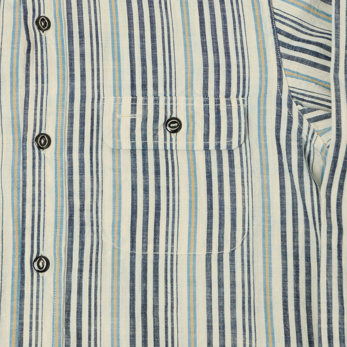 Sugar Cane Indigo Stripe Work Shirt - White