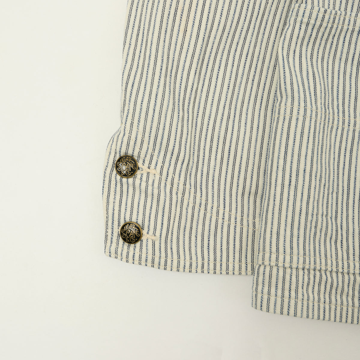 Sugar Cane Jaquard Hickory Stripe Chore Jacket - White