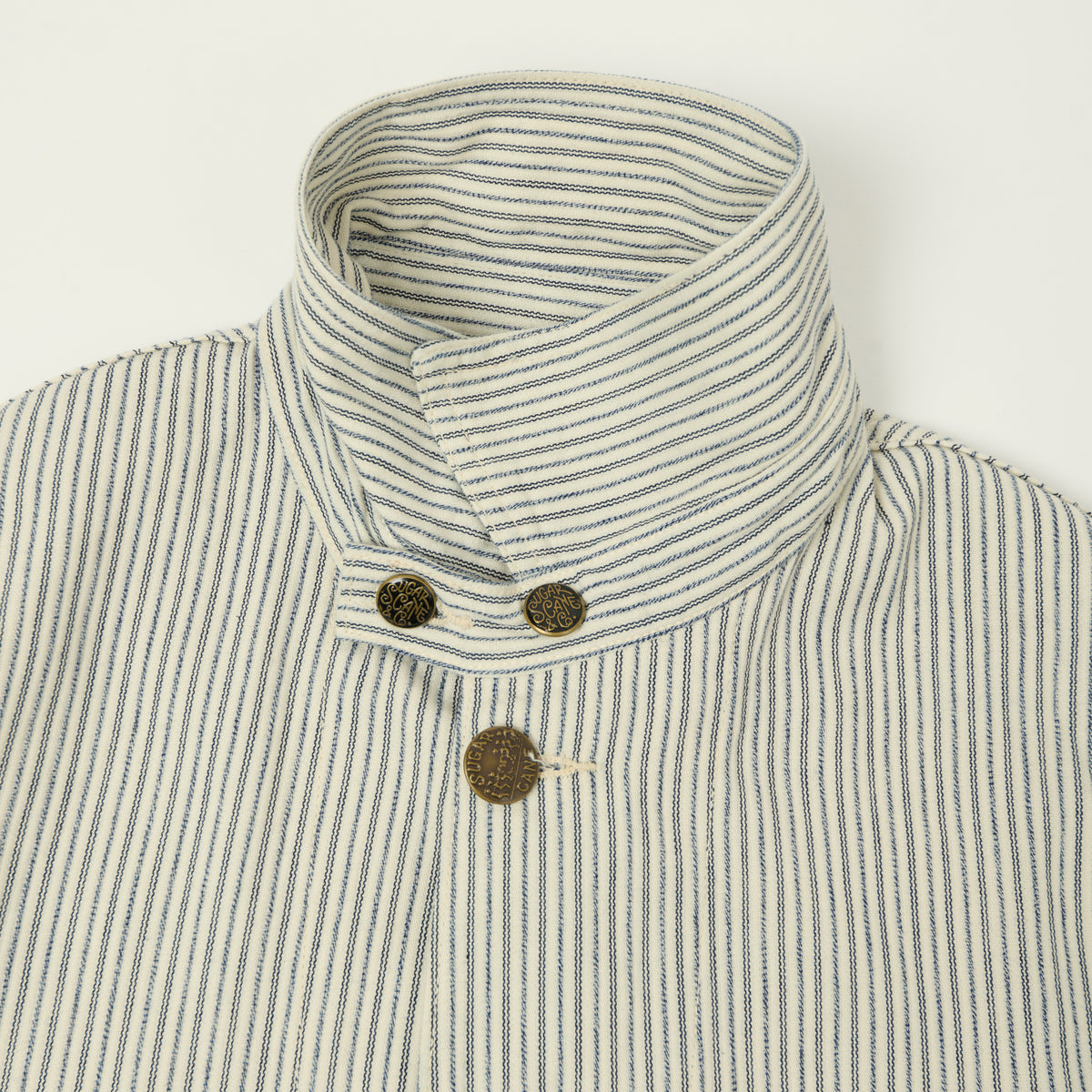 Sugar Cane Jaquard Hickory Stripe Chore Jacket - White