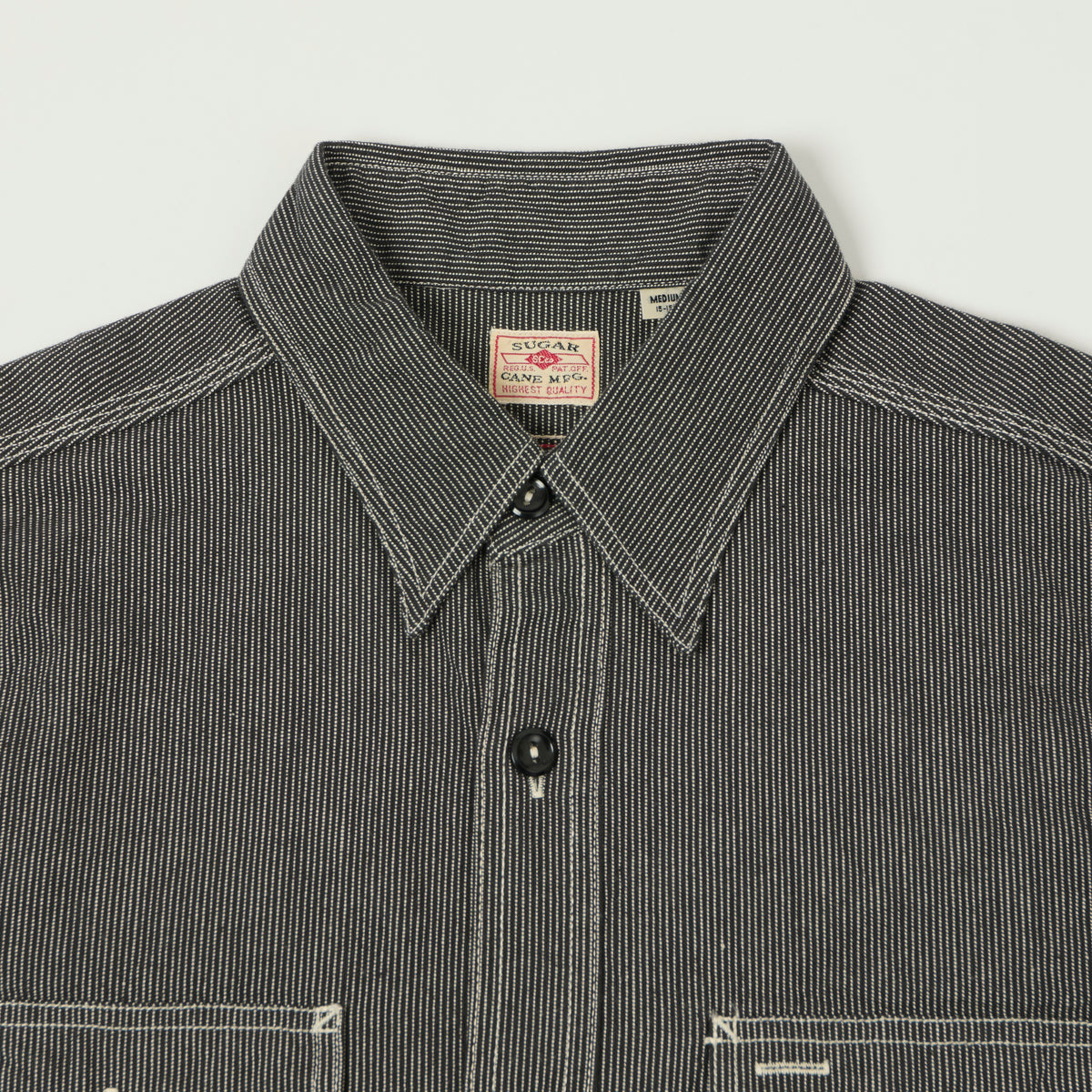 Sugar Cane 'Jean Cord' Long Sleeve Work Shirt - Black