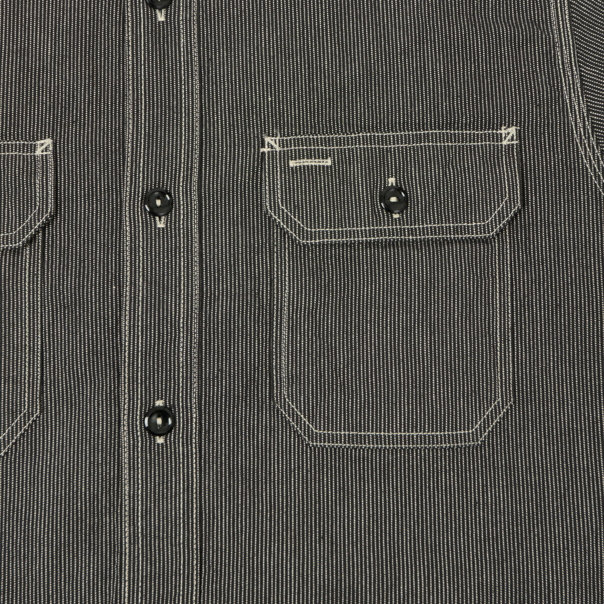 Sugar Cane 'Jean Cord' Long Sleeve Work Shirt - Black