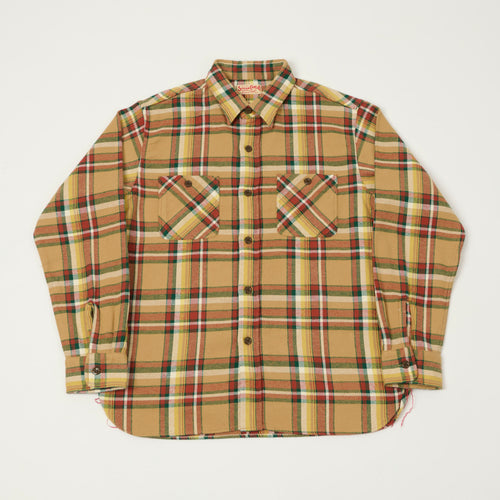 Sugar Cane Large Check Work Shirt - Beige