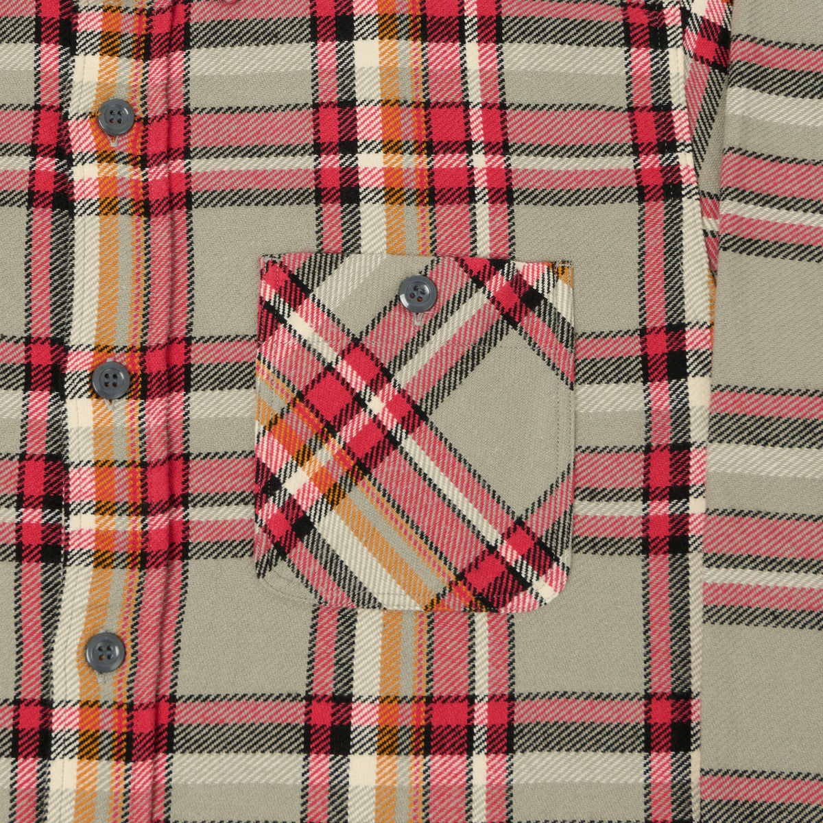 Sugar Cane Large Check Work Shirt - Grey/Red