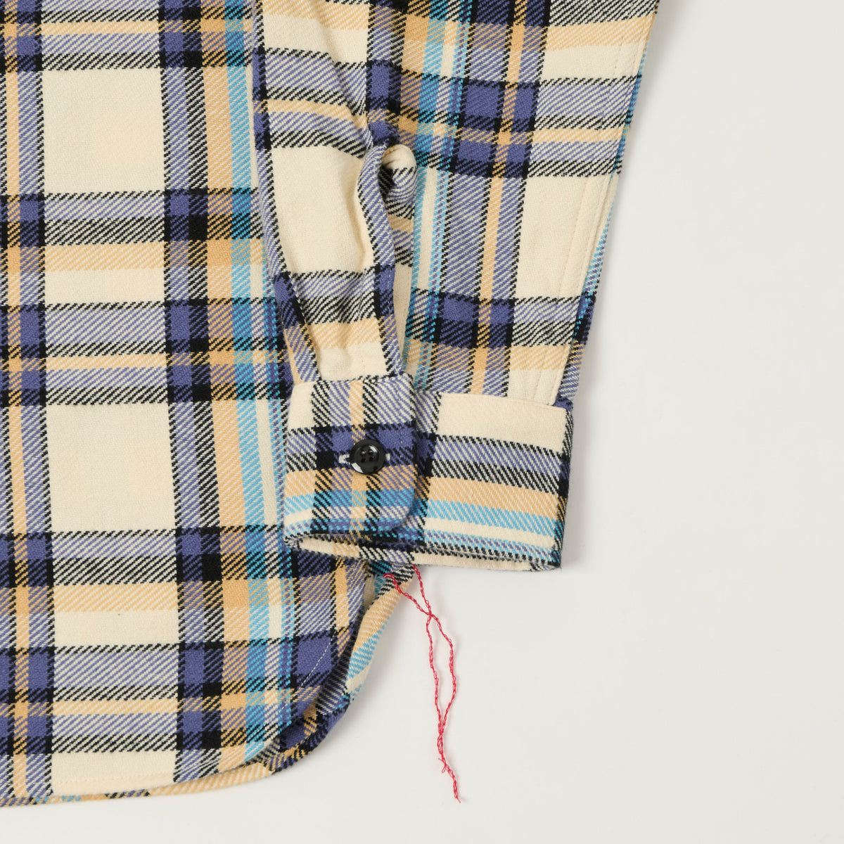 Sugar Cane Large Check Work Shirt - Off White/Blue