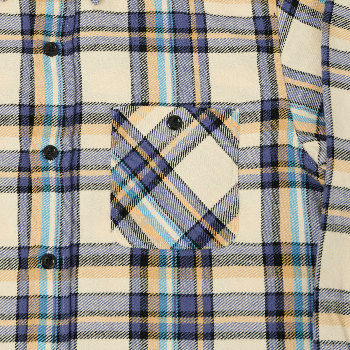 Sugar Cane Large Check Work Shirt - Off White/Blue