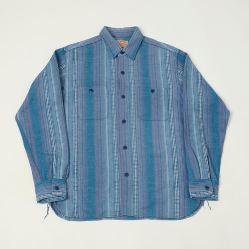 Sugar Cane Native American Dobby Work Shirt - Indigo