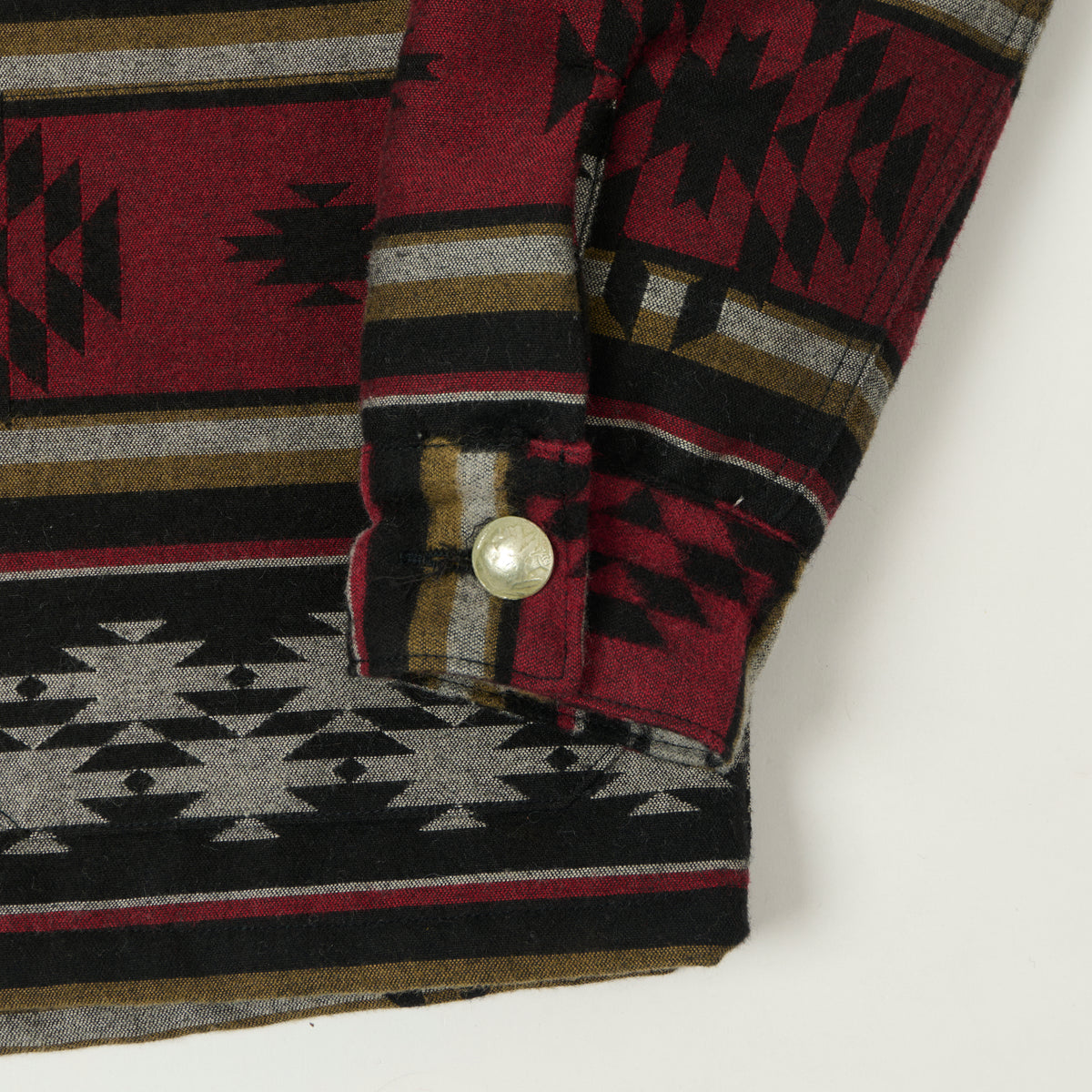 Sugar Cane Native American Jacquard Wool Jacket - Red/Black