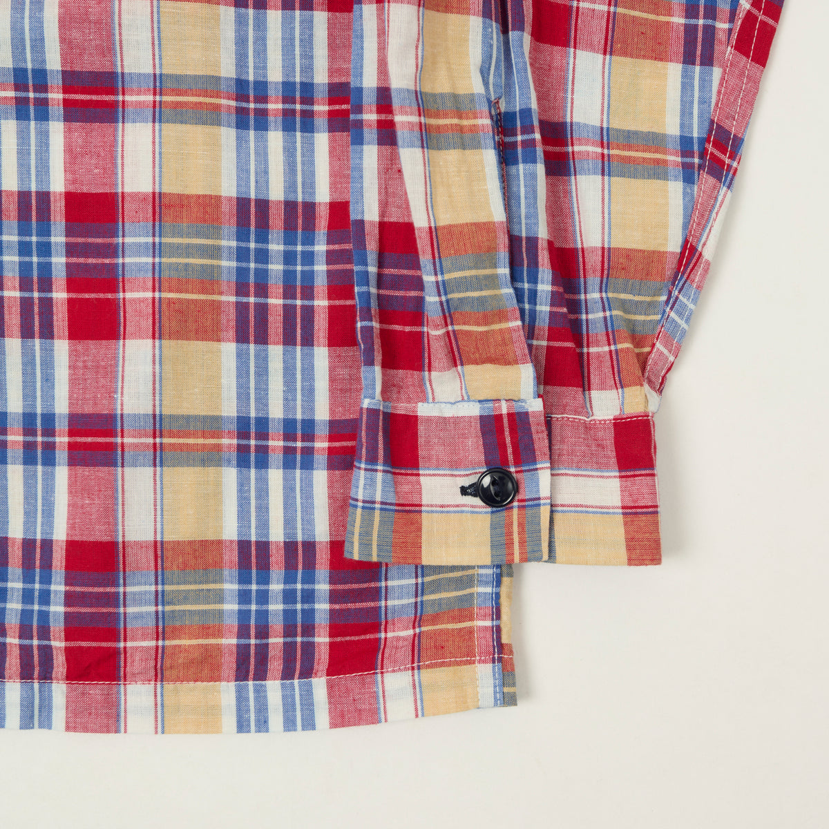 Sugar Cane Open Collar Madras Shirt - Multi/Red