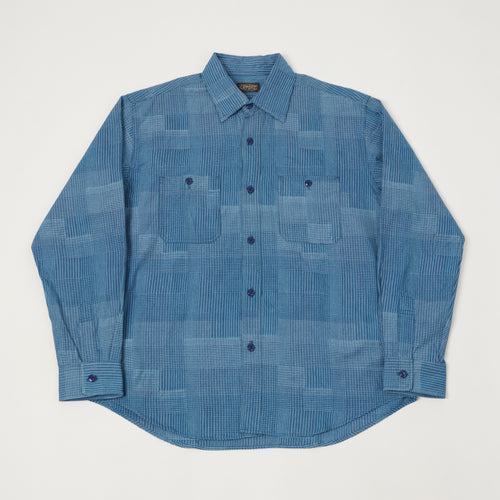 Sugar Cane Multi Check 'Patchwork' Shirt - Light Indigo