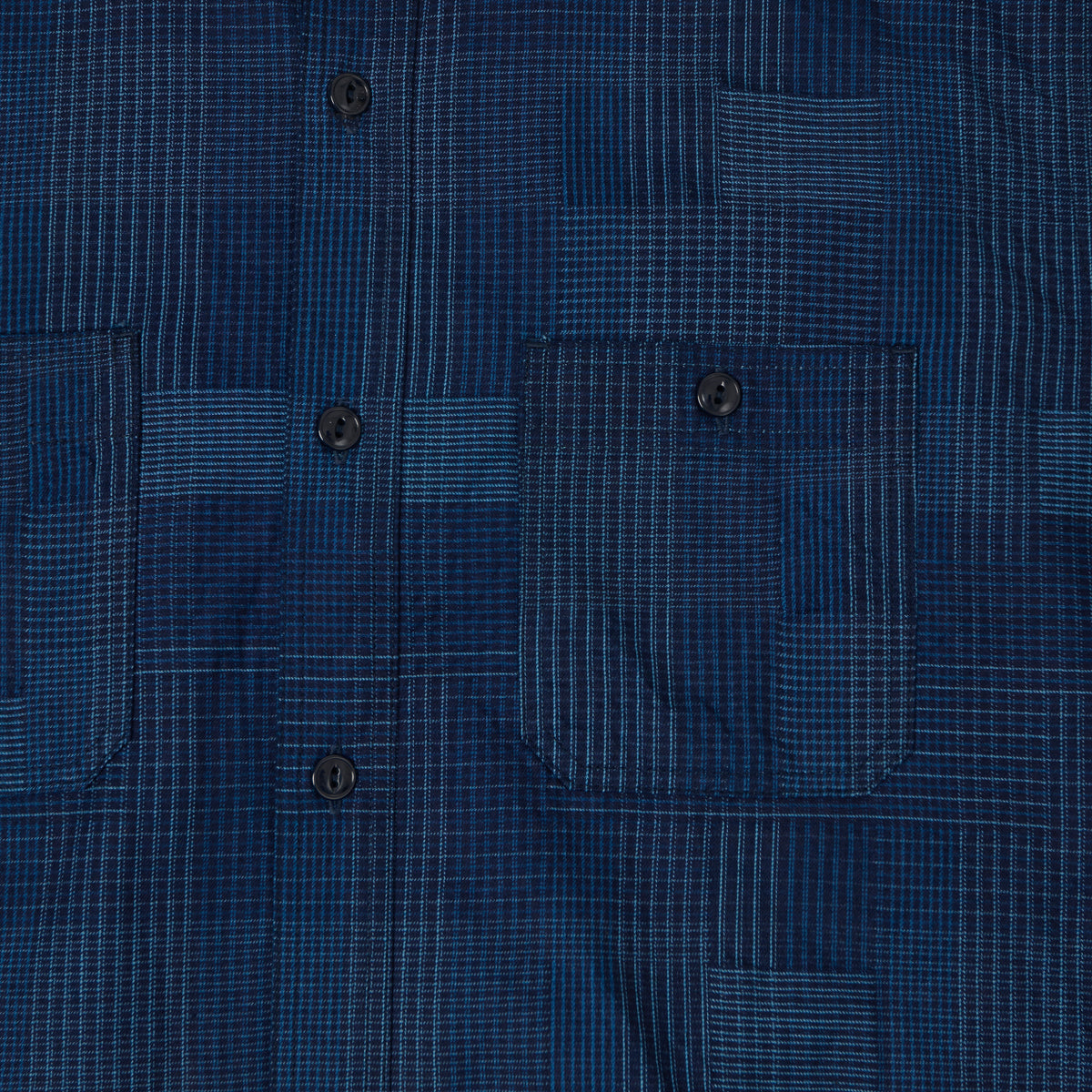 Sugar Cane Multi Check 'Patchwork' Shirt - Dark Indigo