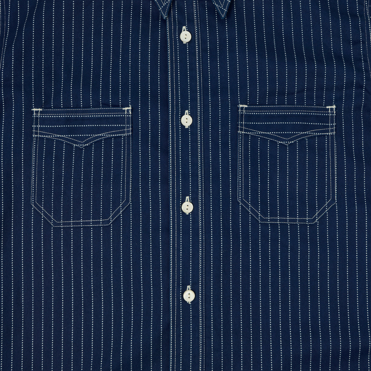 Sugar Cane Short Sleeve Wabash Work Shirt - Navy