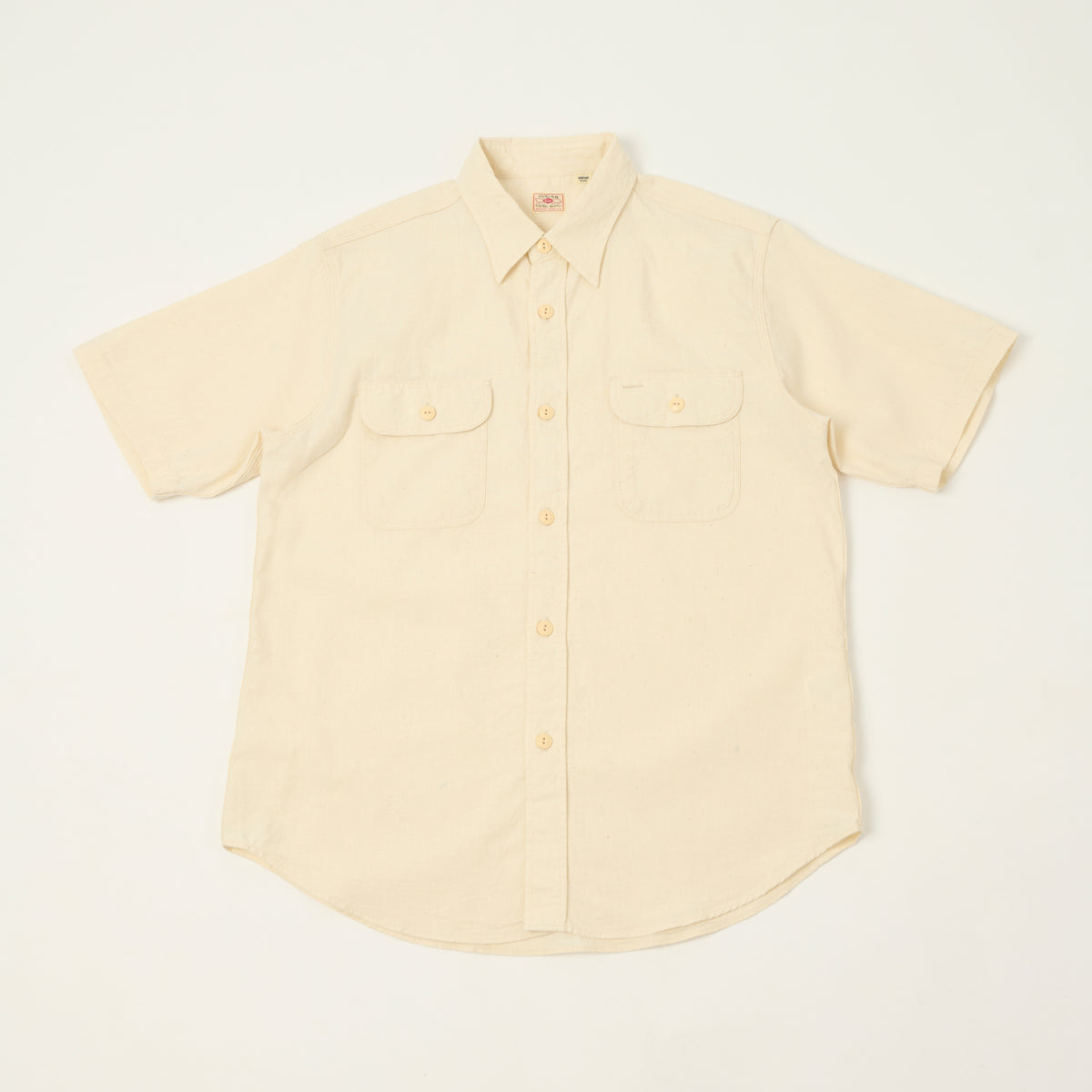 Sugar Cane Short Sleeve Chambray Work Shirt - White