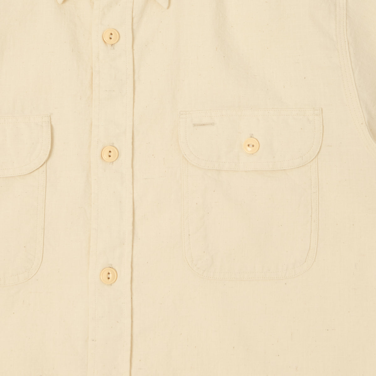 Sugar Cane Short Sleeve Chambray Work Shirt - White