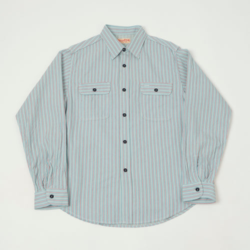 Sugar Cane Dobby Stripe Work Shirt - Blue/Red