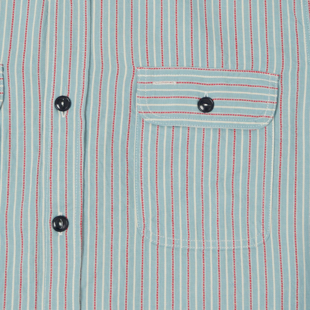 Sugar Cane Dobby Stripe Work Shirt - Blue/Red