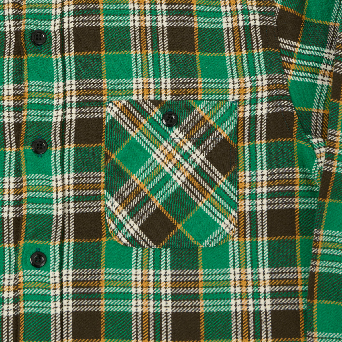 Sugar Cane Twill Check Work Shirt - Green