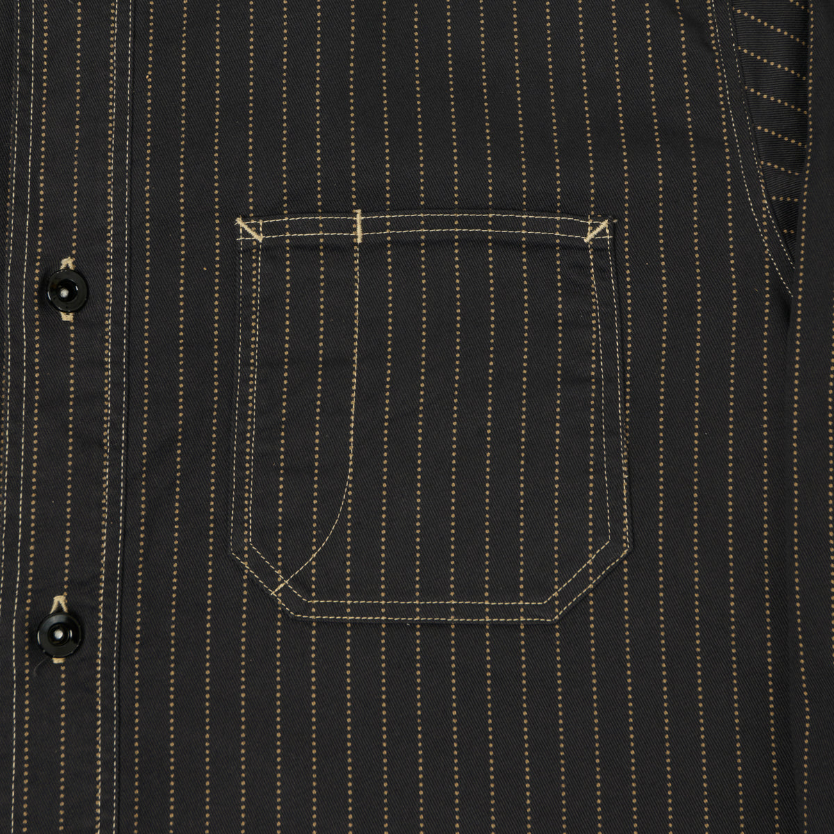 Sugar Cane Wabash Stripe Work Shirt - Black