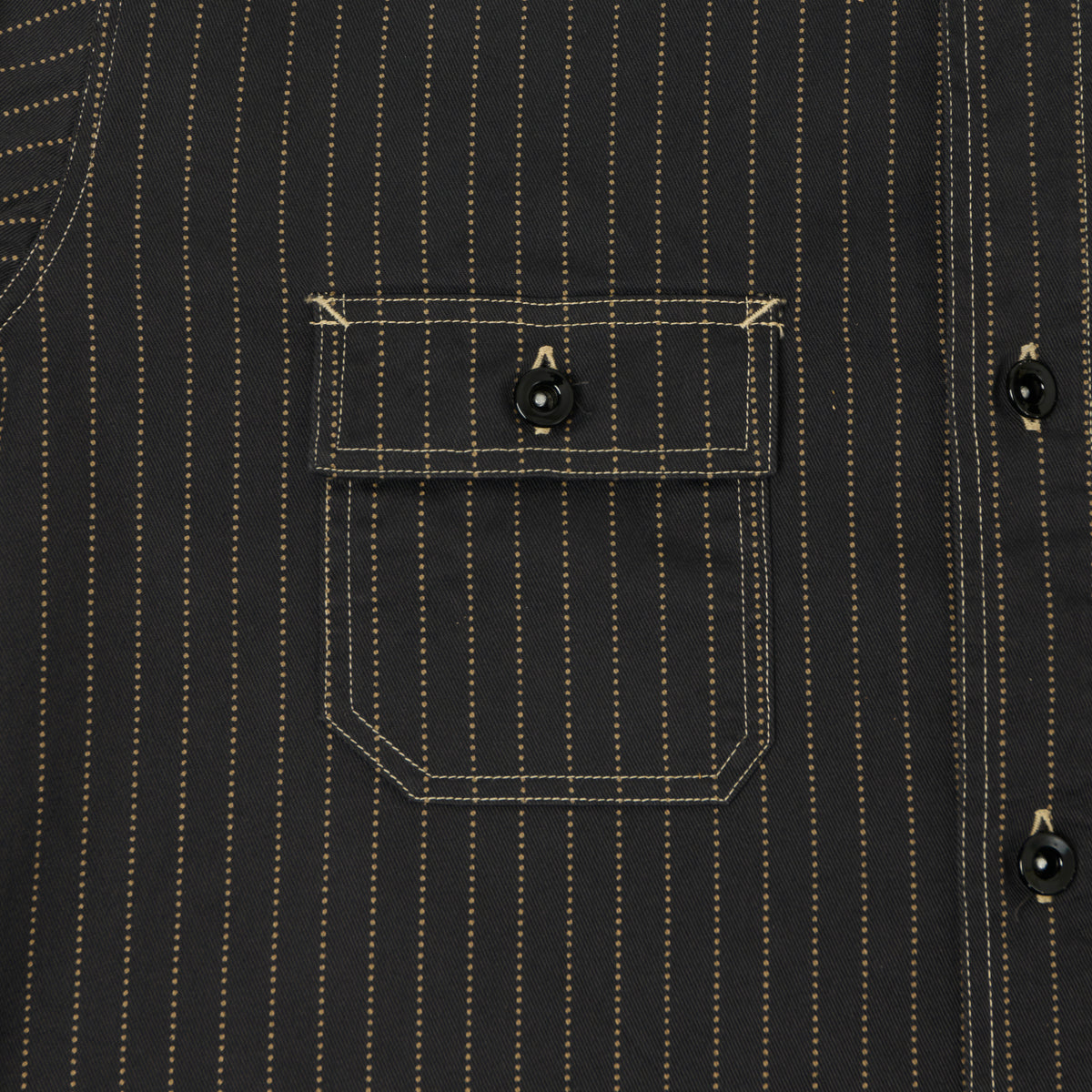 Sugar Cane Wabash Stripe Work Shirt - Black