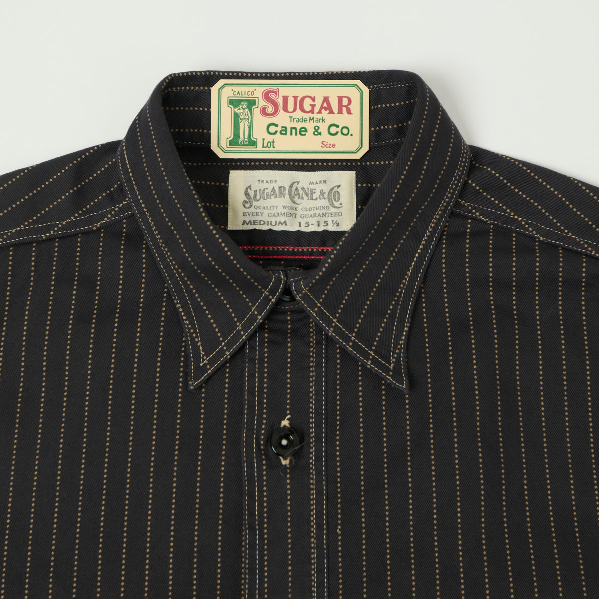 Sugar Cane Wabash Stripe Work Shirt - Black