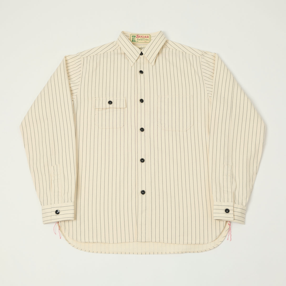 Sugar Cane Wabash Stripe Work Shirt - White