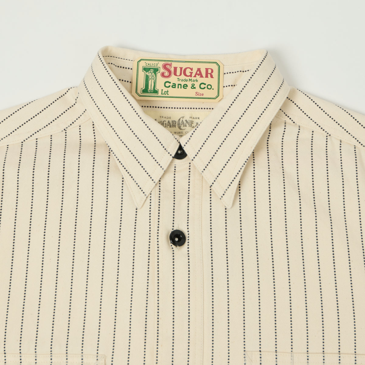 Sugar Cane Wabash Stripe Work Shirt - White