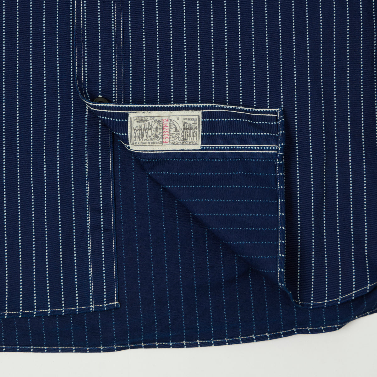 Sugar Cane Wabash Stripe Work Shirt - Indigo