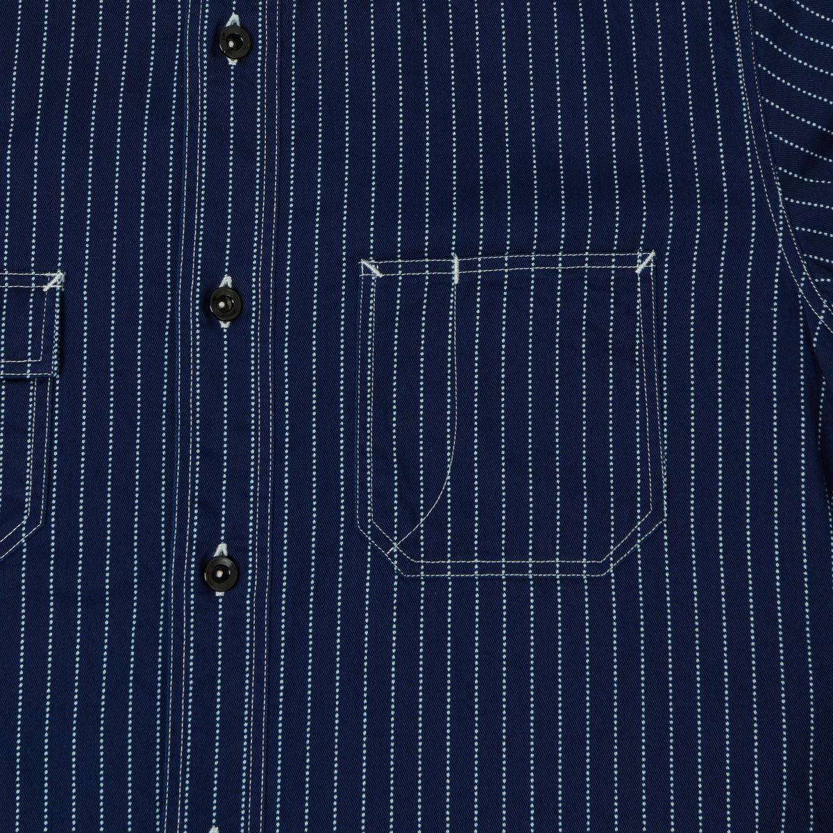 Sugar Cane Wabash Stripe Work Shirt - Indigo