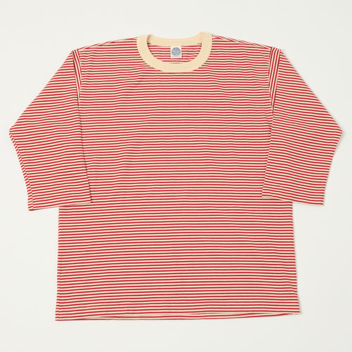 TOYS McCOY 'The Great American Hero' Quarter Sleeve Stripe T-Shirt - Ivory/Red