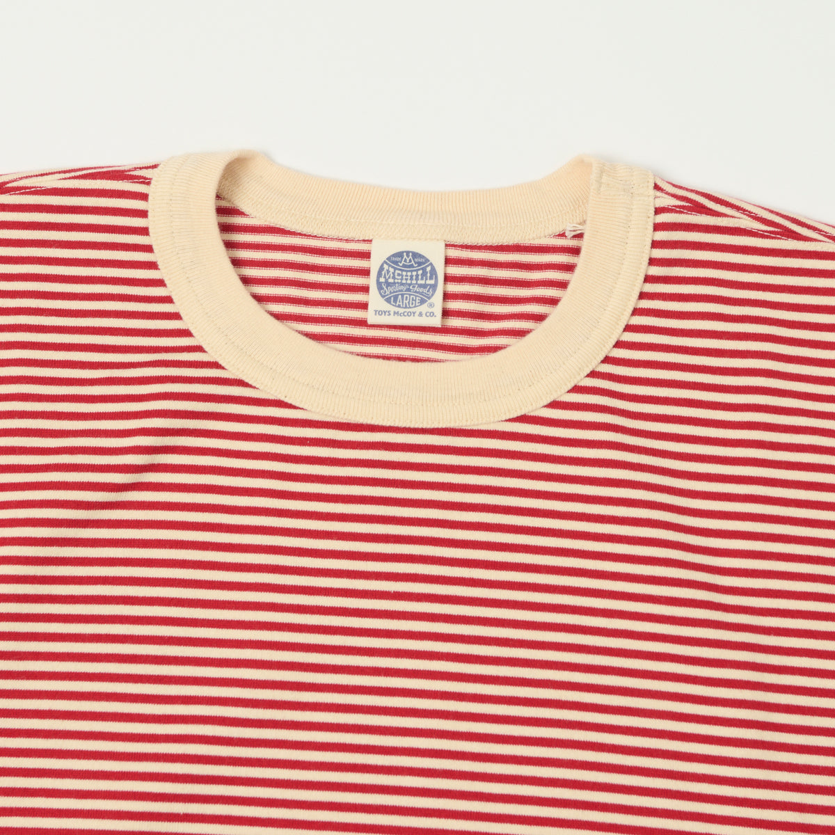 TOYS McCOY 'The Great American Hero' Quarter Sleeve Stripe T-Shirt - Ivory/Red