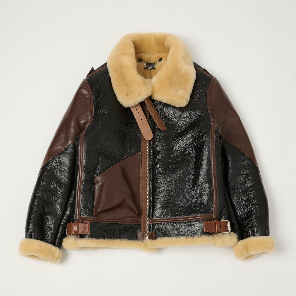 TOYS McCOY U.S.A.F B-3 Sheepskin Leather Flight Jacket - Black/Brown