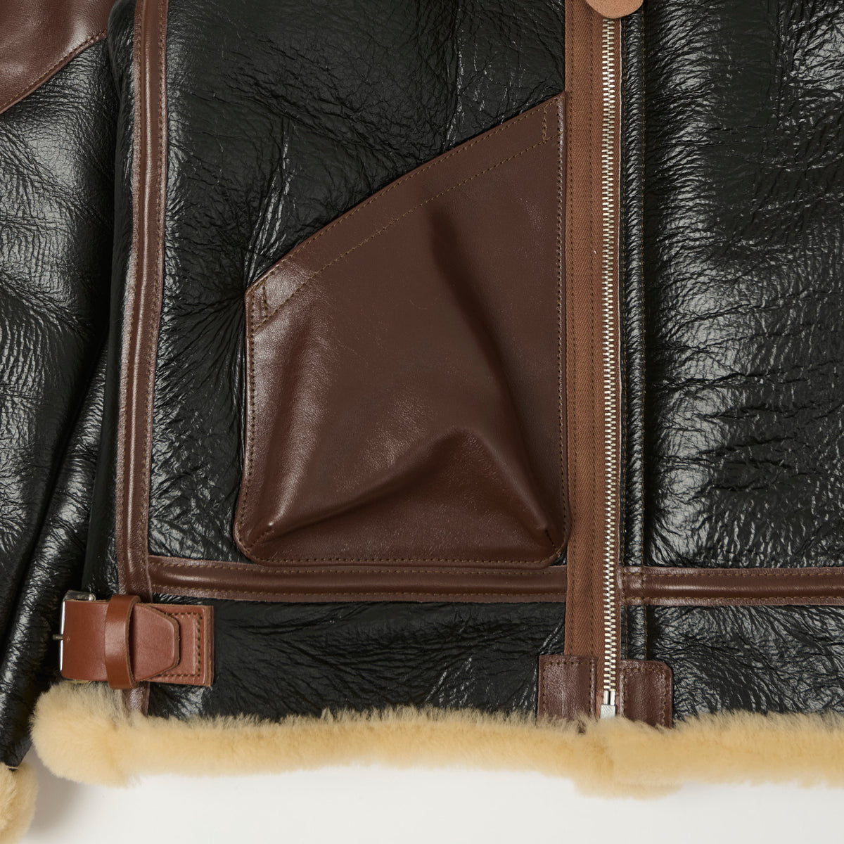 TOYS McCOY U.S.A.F B-3 Sheepskin Leather Flight Jacket - Black/Brown