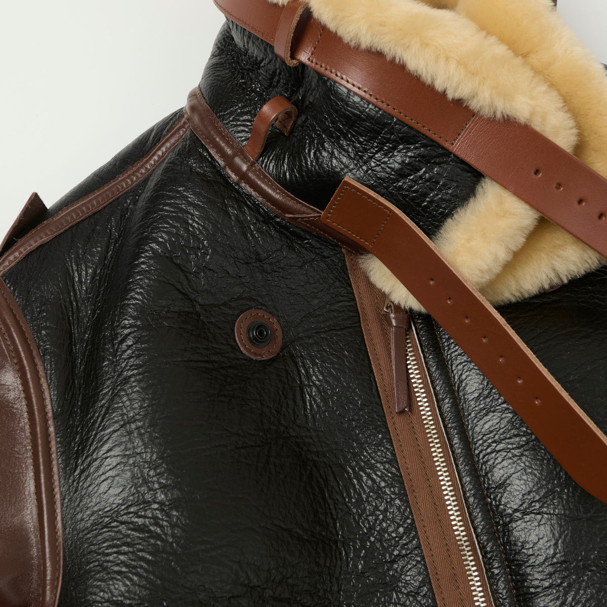 TOYS McCOY U.S.A.F B-3 Sheepskin Leather Flight Jacket - Black/Brown