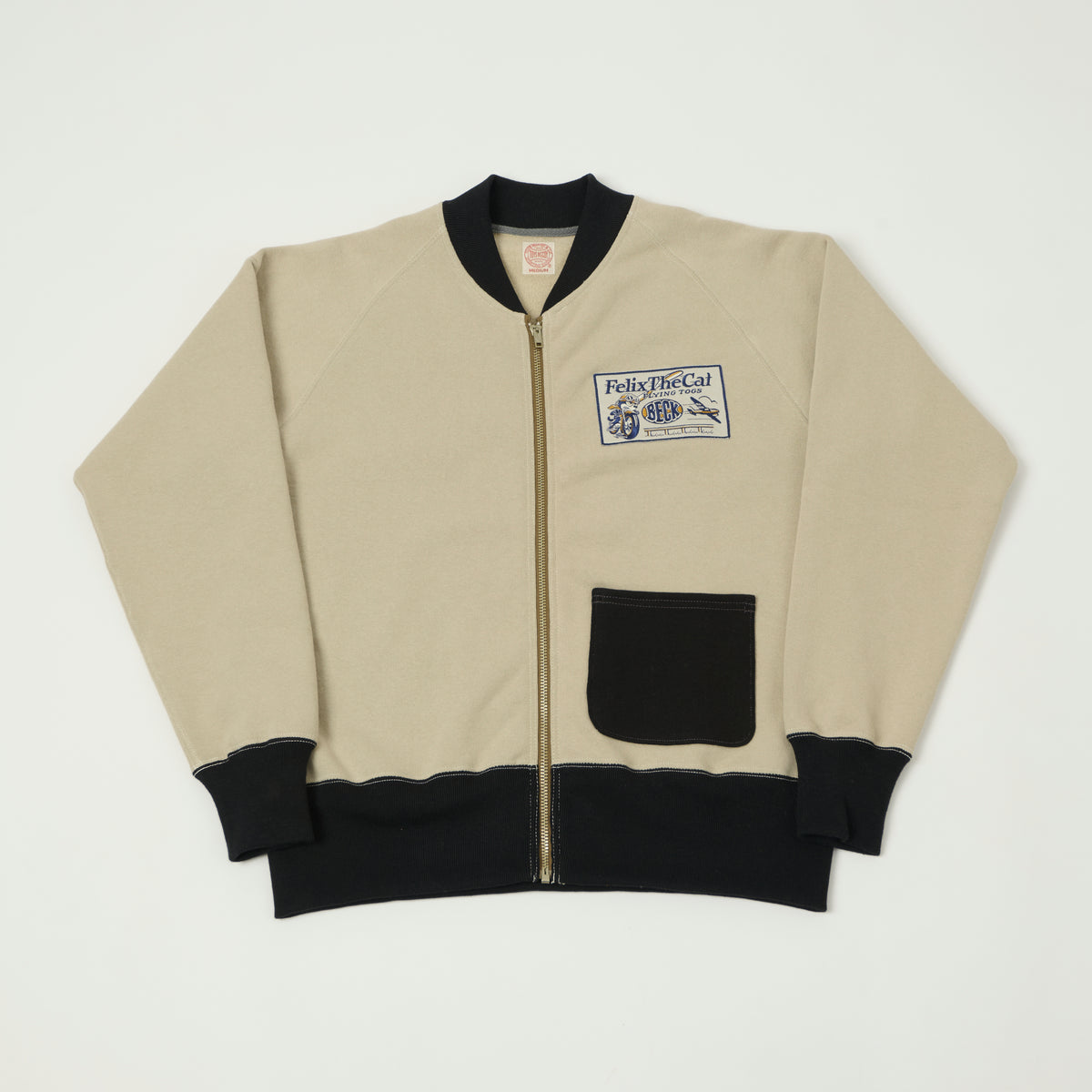 TOYS McCOY 'Felix The Cat/Beck' C-2 Zip Through Sweat - Ivory/Black